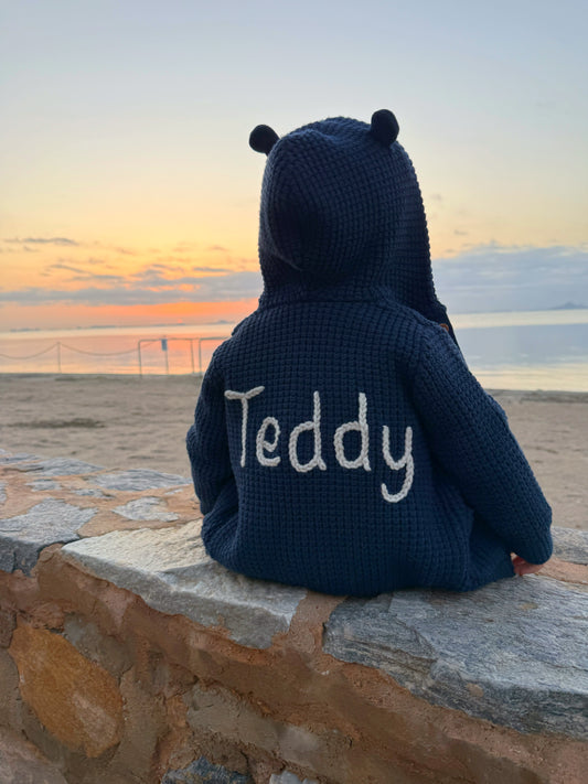 Embroidered Hooded Cardigan